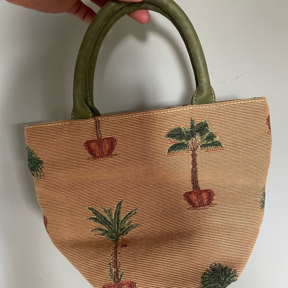 Palm Tree Embroidered Mini Tote Bag